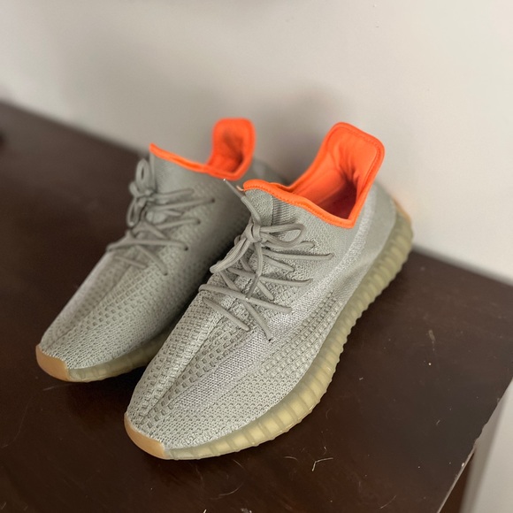 Gray and Orange Knit Yeezy boost Sneakers, Kanye west Yeezy trainers - Picture 4 of 8